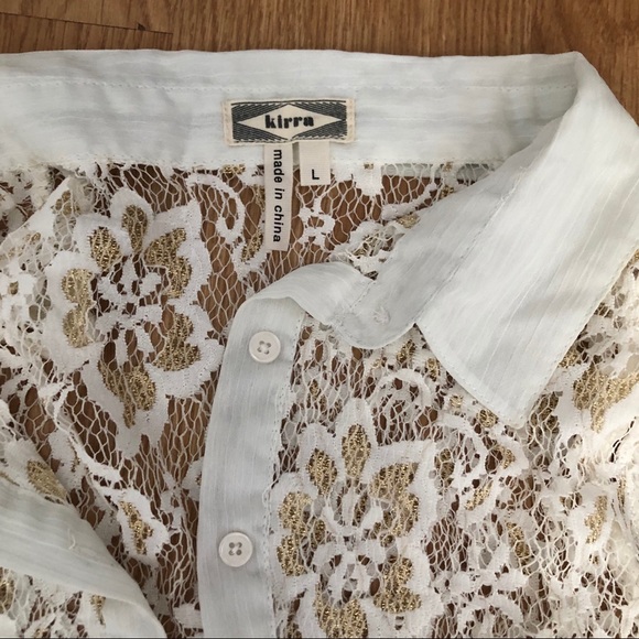 Kirra white and gold laced button down tank - Picture 5 of 5